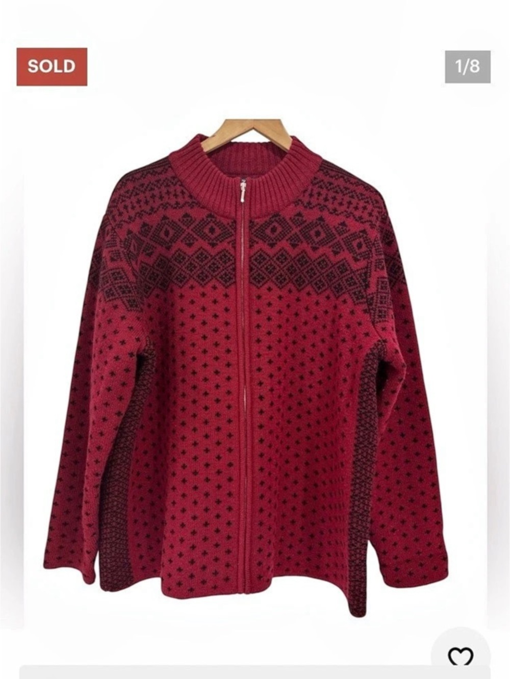 VINTAGE Lands’ End Wool Full Zip Fair Isle Sweater 2X 20W-22W
